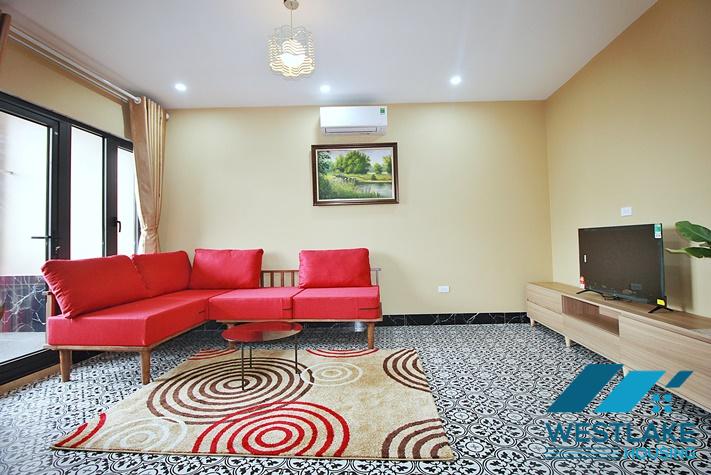 Newly and modern 2-bedroom apartment with a spacious balcony for rent in Yen Phu, Tay Ho, Hanoi.