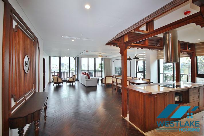 Beautiful, spacious 4-bedroom apartment with a large balcony and lake view for rent in Tu Hoa, Tay Ho, Hanoi.