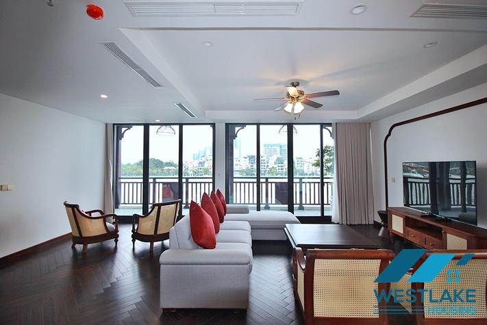 Beautiful, spacious 4-bedroom apartment with a large balcony and lake view for rent in Tu Hoa, Tay Ho, Hanoi.