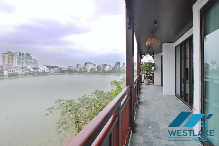 Beautiful, spacious 4-bedroom apartment with a large balcony and lake view for rent in Tu Hoa, Tay Ho, Hanoi.