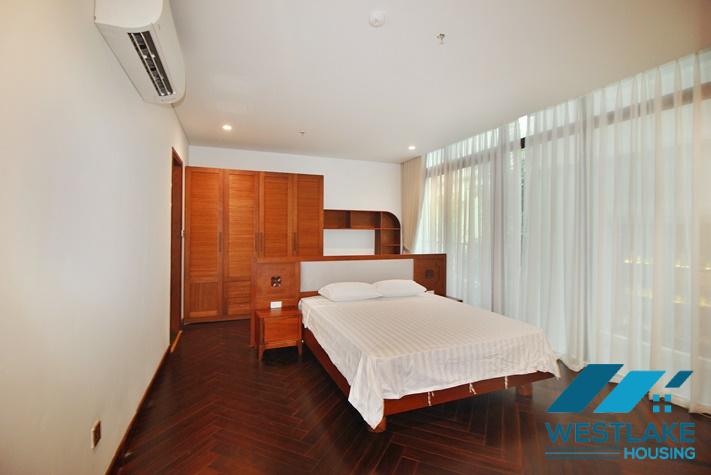 Brand new, modern 4-bedroom apartment for rent with a large balcony overlooking the lake in Tu Hoa, Tay Ho, Hanoi.