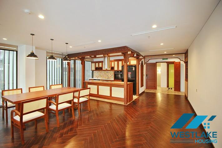 Brand new, modern 4-bedroom apartment for rent with a large balcony overlooking the lake in Tu Hoa, Tay Ho, Hanoi.